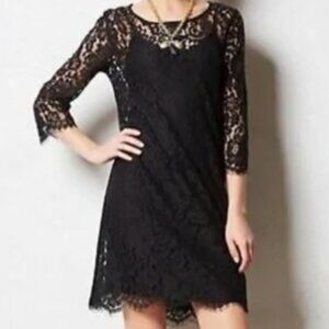 Anthropologie HD in Paris | Black Lace 3/4 Sleeve Dress | XL